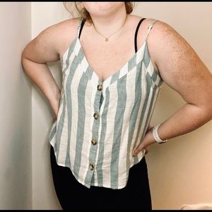 Abercrombie and Fitch green and white tank large